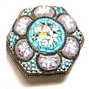 Antique 6 Sided Italian Micro Mosaic Millefiori Glass Pendant BROKEN READ